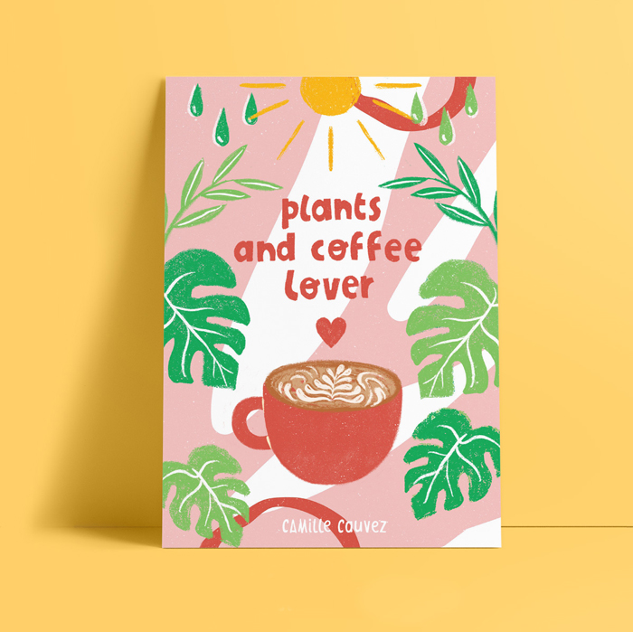 Illustration plants and coffee lover par Camille Cauvez