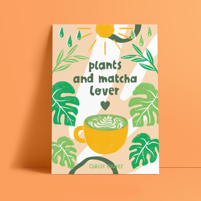 Illustration plants and matcha lover par Camille Cauvez