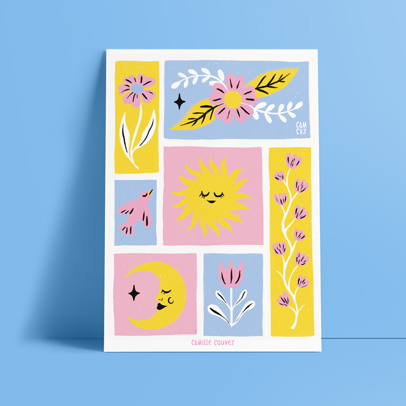 Mosaïque Lune et soleil