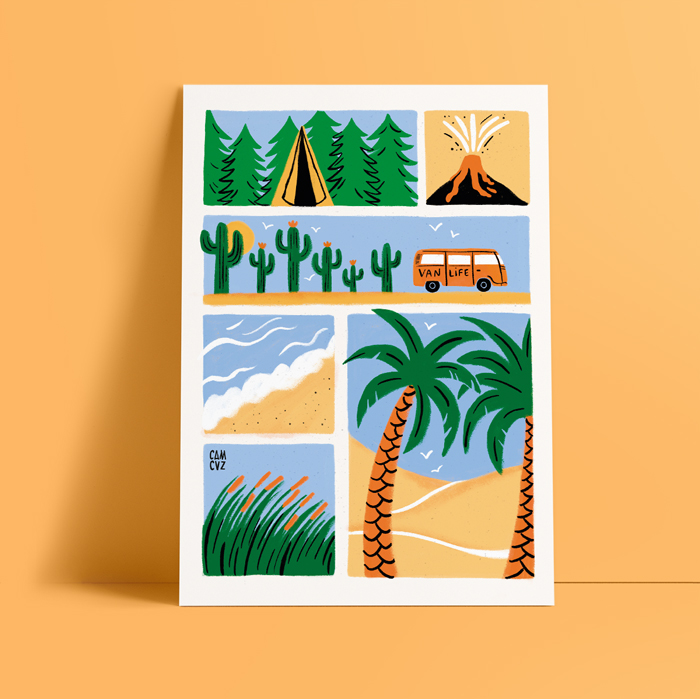 Van life, illustration dessinée par Camille Cauvez